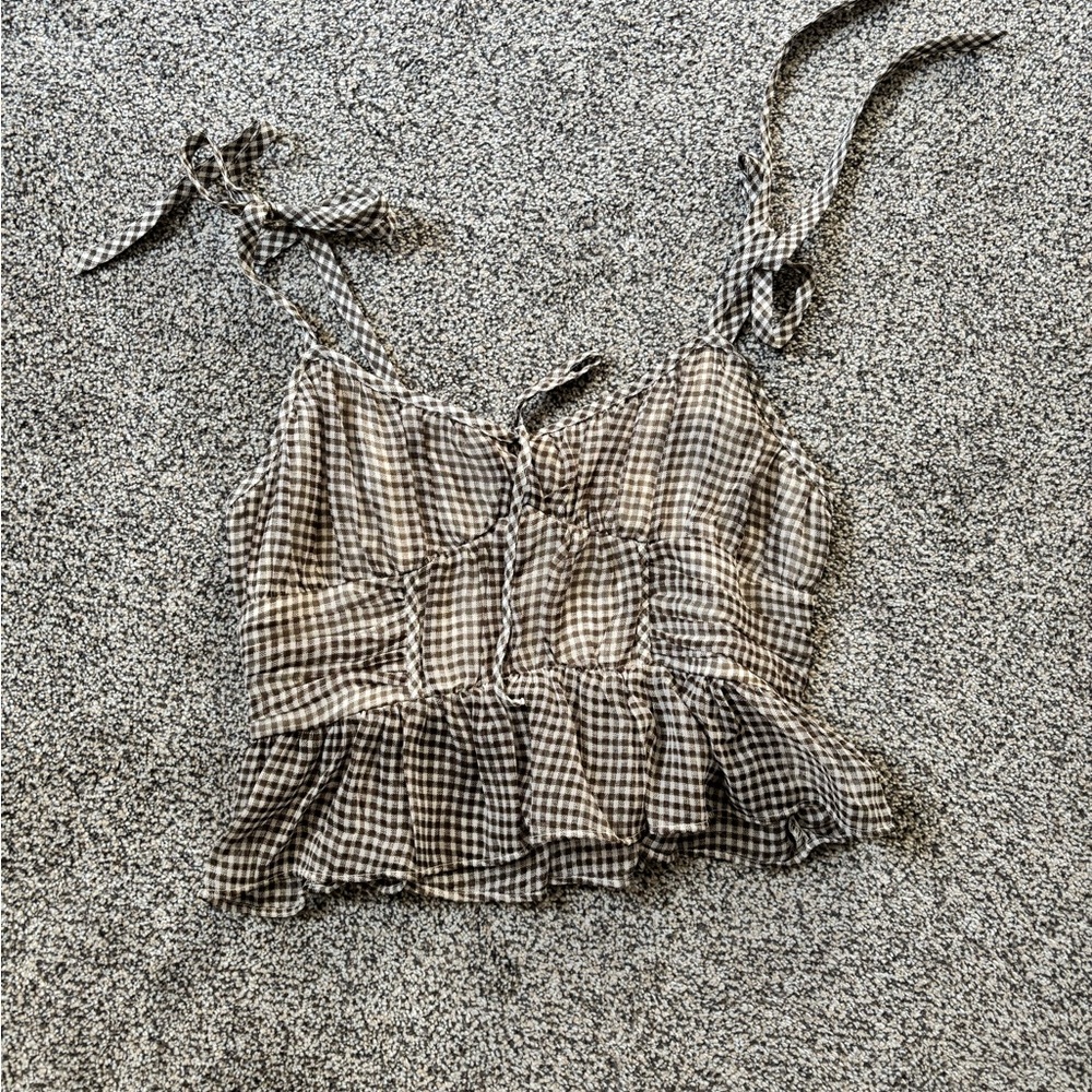 American Eagle Outfitters Black and White Gingham Camisole